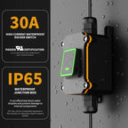 FILN 30A 12V 24V 220V Waterproof Inline Toggle Switch with LED IP65 Sealed Outdoor Box Inline Cord Rocker Switch Power