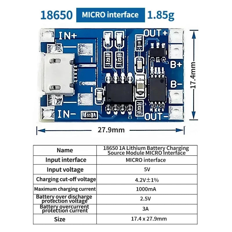 10PCS Micro/TYPE-C/MINI USB 5V 1A 18650 TP4056 Lithium Battery Charger Module Charging Board With Protection Dual Functions XCW