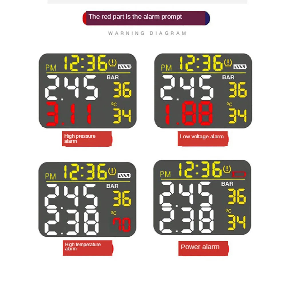 Infitary Motorcycle TPMS Tire Pressure Monitoring System Big Wireless LCD Colorful Display Shift For Status Precise Digital Moto