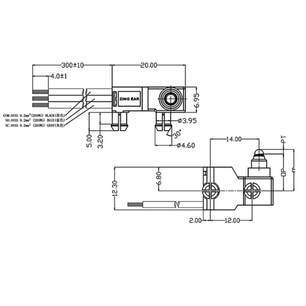 G305 Series Waterproof Normal Closed Micro Switch with 2 Wire NC for Auto G305-130F00B34D-FL550