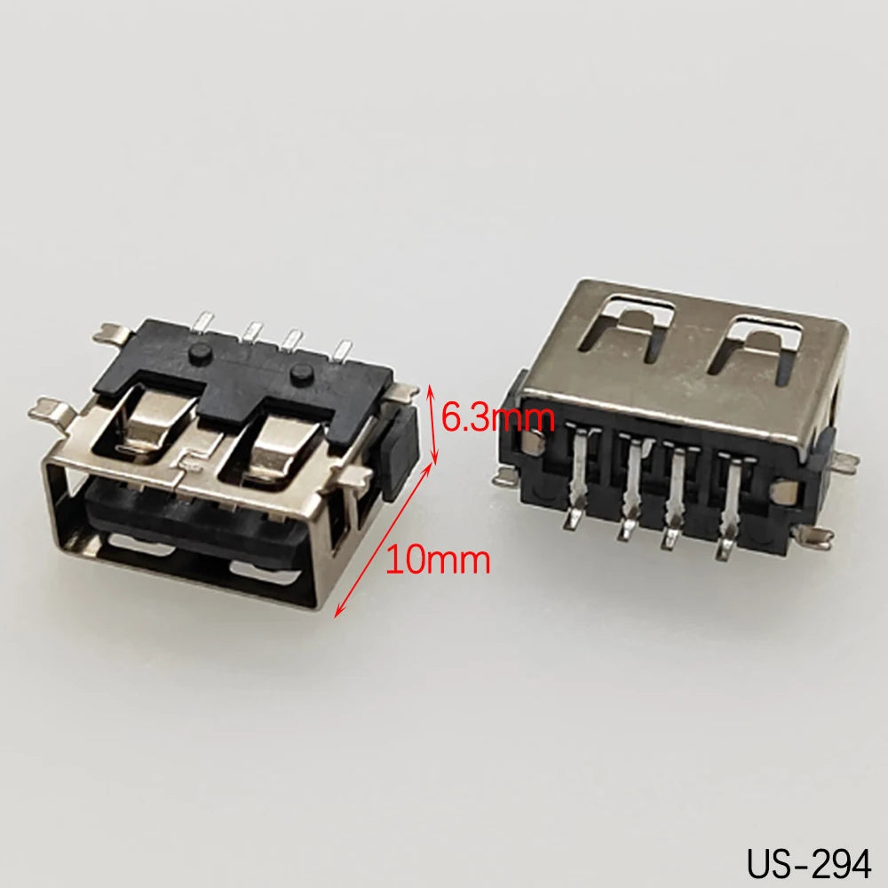 5PCS USB2.0 Female USB Socket Connector 4P USB 2.0 4 Pin Female USB 2.0 Transfers Jack For Laptop Notebook Computer USB Type A/B
