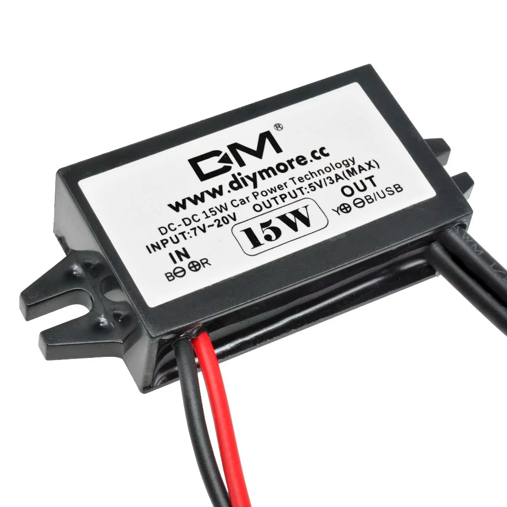DC-DC Step Down Buck Converter Power Supply Module for Car 12V to 5V 3A 15W for Car Male Female USB Mini USB Micro USB Adapter