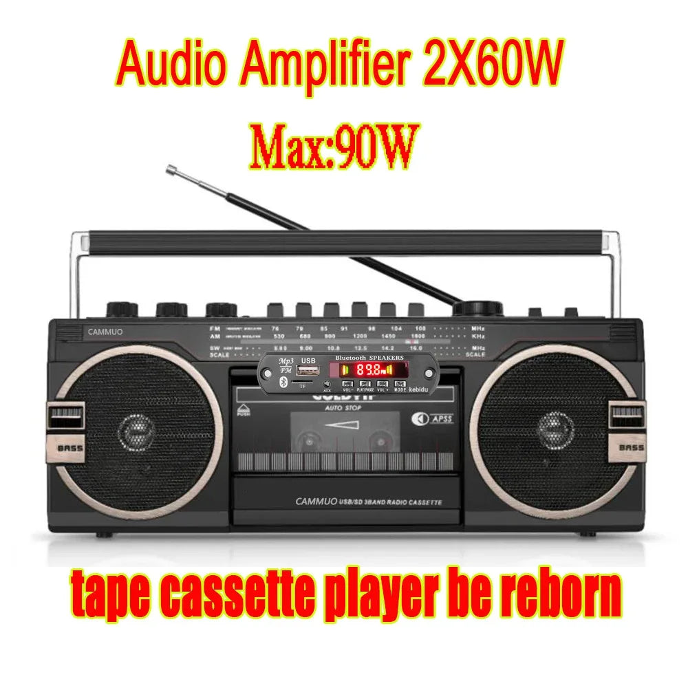 Kebidumei 2*60W Amplifier Bluetooth 5.0 MP3 WMA WAV Decoder Board Wireless Music Audio Modul USB TF FM Radio For Car Speaker
