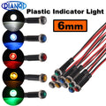 1pc 6mm Oxidized Black Plastic Indicator Light Mini Warning LED Pilot Signal Lamp 6V12V 24V 220V with Wire Red Yellow Blue Green