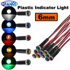 1pc 6mm Oxidized Black Plastic Indicator Light Mini Warning LED Pilot Signal Lamp 6V12V 24V 220V with Wire Red Yellow Blue Green