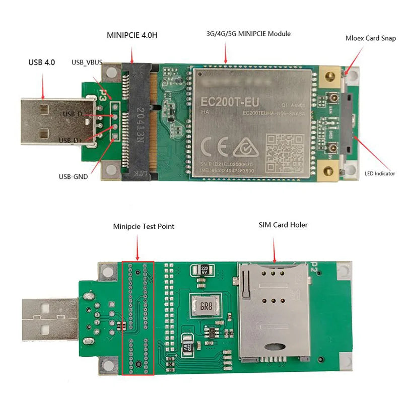 Quectel EG25-G MINIPCIE+4G Antenna USB Adapter With SIM Card Slot Global Band LTE CAT4+GNSS Module EG25GGC EG25-GC
