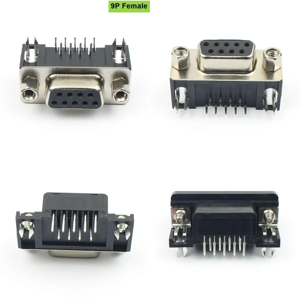 5pcs D-SUB 9 15 25 37 Pin Male Female PCB Connector With Set Screw Plug Socket Adapter Right Angle 2 Rows DB9 DB15 DB25 DB37