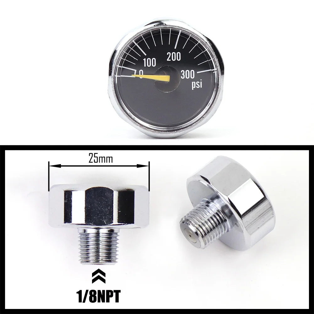 Air Mini Micro Pressure Gauge Manometre Manometer | Thread 1/8BSP(G1/8) 1/8NPT M10 M8 | 30PSI 300PSI 5000PSI 6000PSI 350BAR