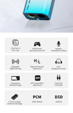 EPZ TP35 Pro Dongle Type C USB DAC Audio HiFi Decoder Portable Audio Headphone Amplifier CS43198X2 Decoder Support EQ Mic Call