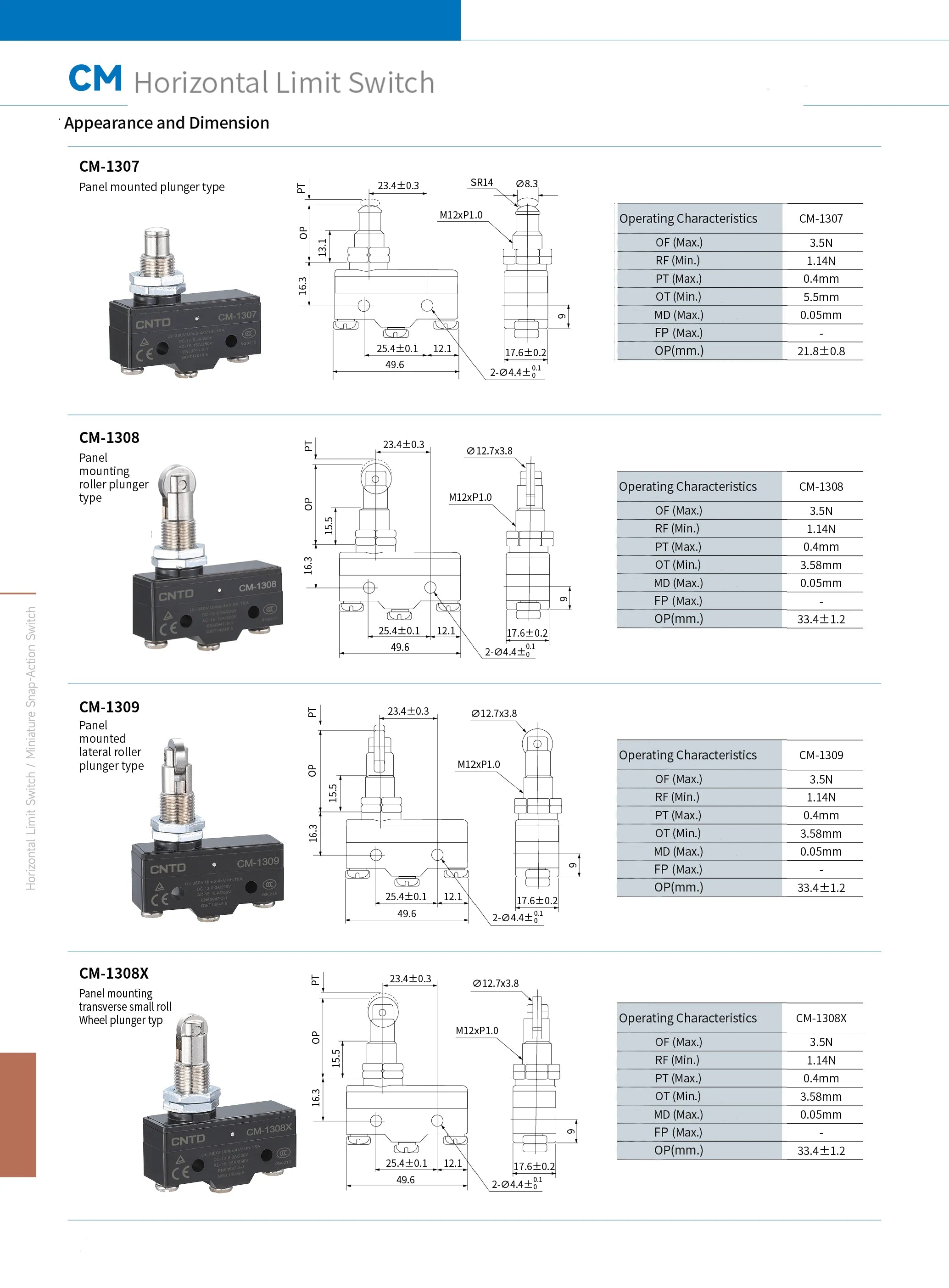 CNTD CM-1702 CM-1702K CM-1702N Micro Switch Limit Switch Travel Switch Self-Resetting Short lever Snap Action Electrical Control