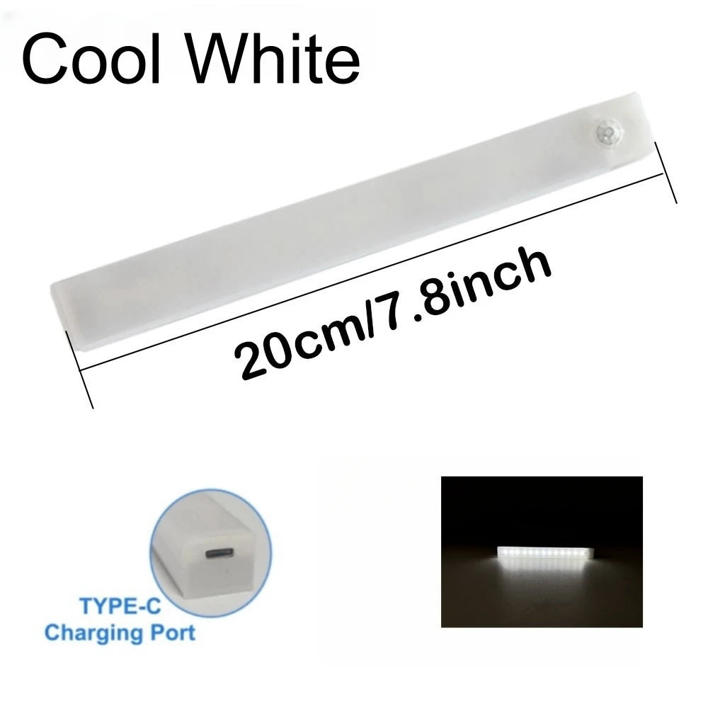 Motion Sensor Bar Light Type C Rechargeable Light LED Magnetic Attraction Night Light for Kitchen Bedside Wardrobe Bookcase
