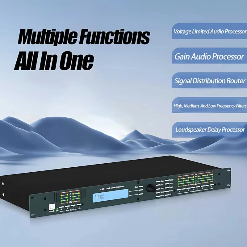 PaulKitson Professional Digital Signal Processor 4In 8Out 4.8SP DSP Speaker Management Professional Audio Stage Equipment System