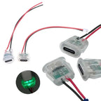 5/10Pcs Transparent 2Pin Waterproof USB-C Female Charging Socket With LED Light Type-C Power Input Connector