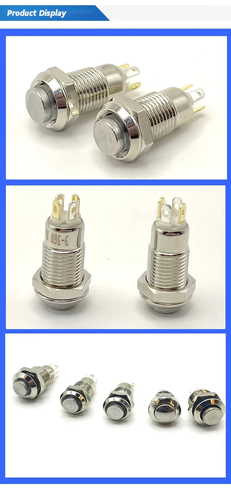 12/16/19/22mm Waterproof Metal Button High Flat head Switch LED Light Momentary Latching 12V 24V 220V Various Colors To Choose