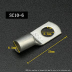 SC Type Wire Nose Terminal SC6 SC10 SC16 SC25 Bare Copper Battery Block Lugs Hole ID 6 8 10 12mm Crimp Wire Connector