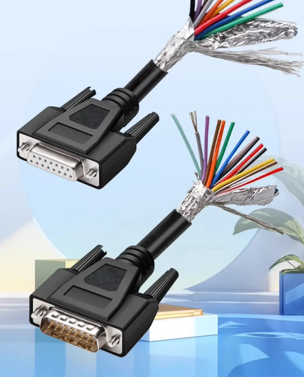 Industrial DB9 DB15 with Terminal Number Connector 9/15 Pin Male Female Single Head Cable Tube Grade Serial Port Connection Line