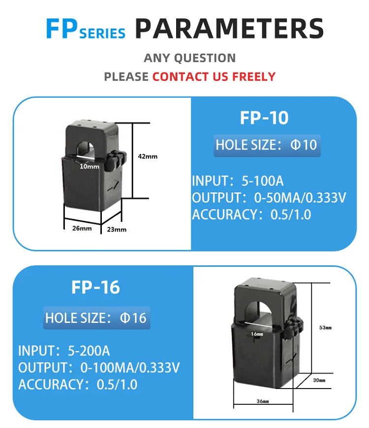 High Frequency 50mm Sensor 100/5 Ratio 1000:1 Split Core Current Transformer CT DC 600/5 AC Clamp 220v/240v Input