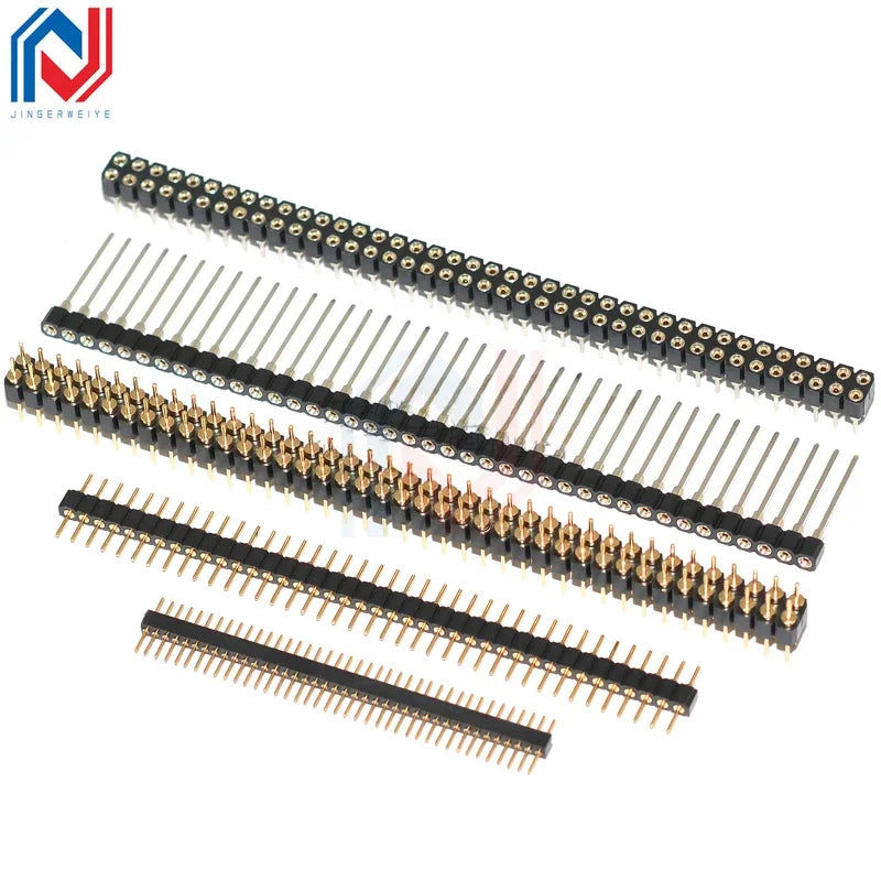 1Pcs 1.27mm/2.0/2.54mm 1/2x40P Round Hole Round Needle Female Header Pin Row Connector Single Double Row Gold Plated Tin Plated
