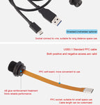 CAZN Waterproof IP67 IP68 Type C Female to Male PFC Flat Cable 3.1 Speed Threaded-type Type-C 3.1 10GB 3A 20V