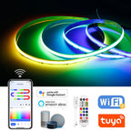 DC12V WS2811 RGBIC COB LED Light Strip Tuya WIFI APP Control For Alexa Google Addressable Flexible LED Light Tape