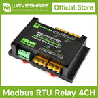 Waveshare Industrial Modbus RTU 4-ch Relay Module with RS485 Interface, 30A High Current, Onboard LED Indicators