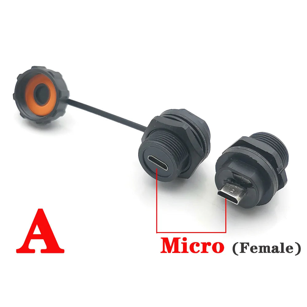 New D Type Chassis Connector USB Micro Type C HDMI-compatible Female to Female Converter Panel Mount DIY Jack with Dust Cover