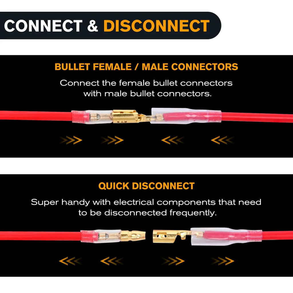 200pcs 3.9mm Bullet Connectors Male and Female, Brass Bullet Terminal Connectors with Insulation Cover for Motorcycle Moto