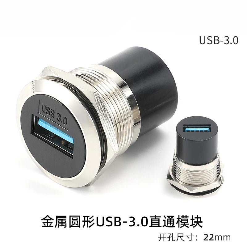 C-type USB3.0 Panel Socket Metal 22mm Circular Dual USB 2.0/3.0 Thread Module Connector USB Interface Type-C HDMI Plug Sockets