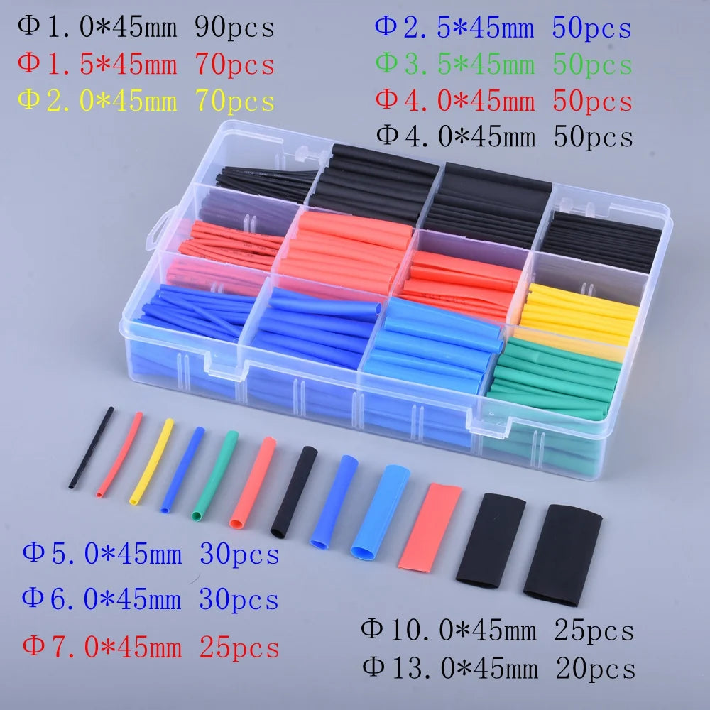 127-800pcs Heat-shrink Tubing Thermoresistant Tube Heat Shrink Wrapping Kit Electrical Connection Wire Cable Insulation Sleeving