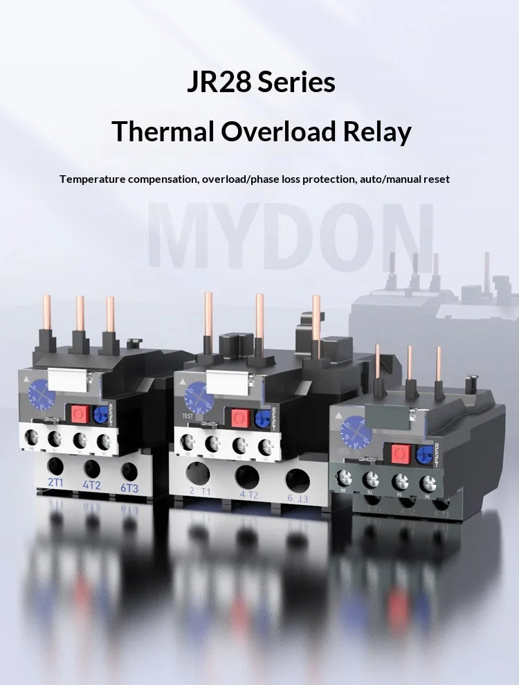 JR28 Series Thermal Overload Relay 25A 36A  Adjustable Current Motor Protection Electrical Overload Protector for AC Contactor
