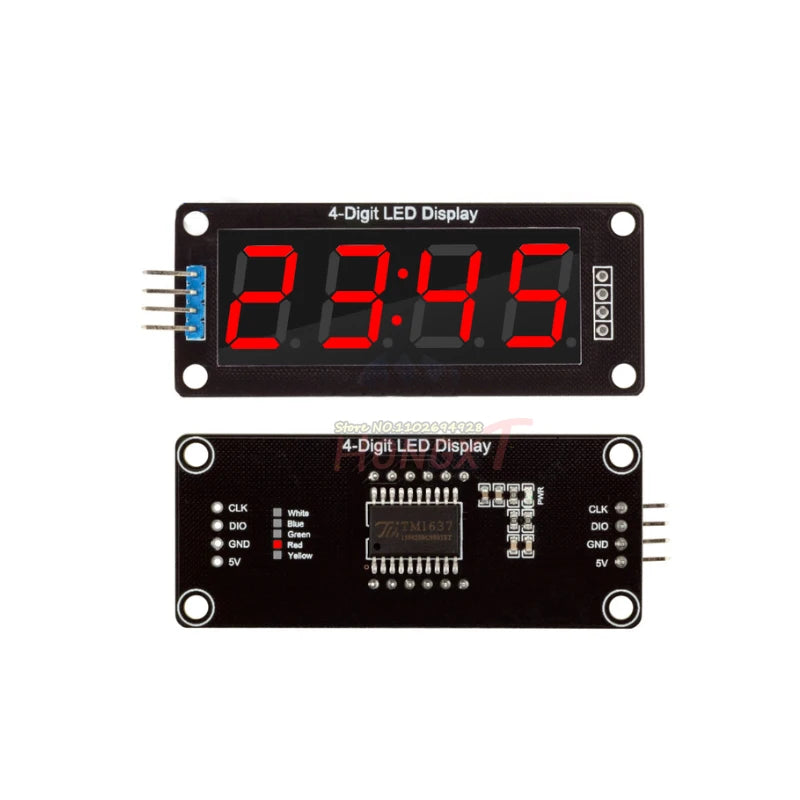 TM1637 LED Display Module for Arduino 4 Digit 7 Segment 0.56 inch Time Clock Indicator Tube Module Red Blue Green Yellow White