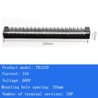 TB15A 25A 45A Copper Wiring Terminal Block 3/4/5/6/8/10/12 Position Electrical Connector Board Current Terminal Strip