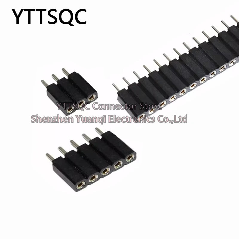 1P-40P 2.54mm PH7 Round Hole Straight Pin Single Row 0.1" Breakable Stackable PCB IC Crystal Transistor Female Tin Header Socket