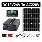 Off-Grid Solar Power Generation System 20000W Peak 2000W Rated Inverter 500W Panel With MPPT Controller for RV Outdoor Household