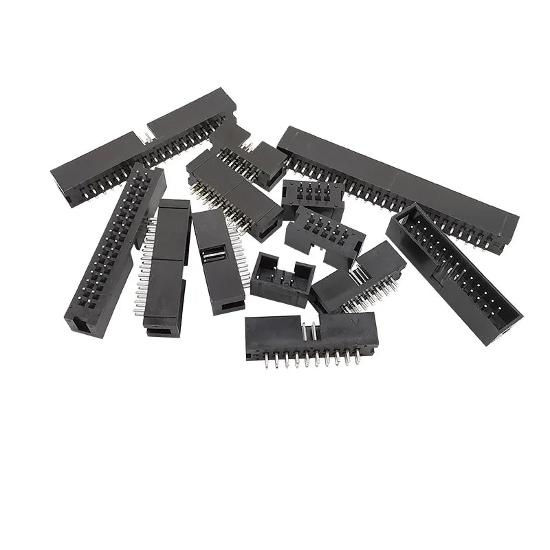 10Pcs DC3 2.54mm Pitch Double Row Male Socket Straight IDC Box Headers PCB Connector 6/8/10/12/14/16/18/20/24/26/30/34/40/50 Pin