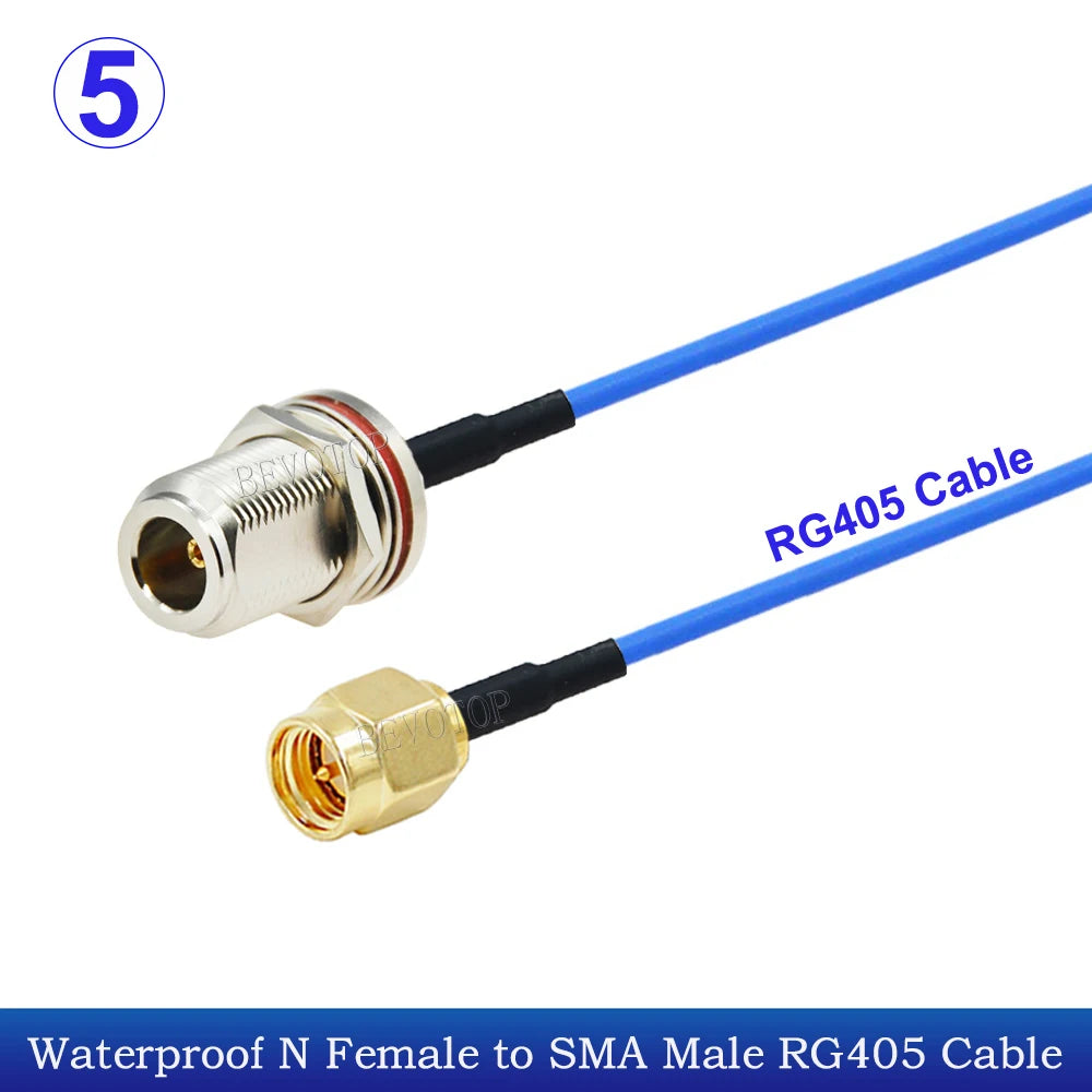 1PCS RG-405 N to SMA Connector SMA Male/Female to N Male/Female Blue RG405 Coaxial Pigtail Cable Extension Jumper 50Ohm