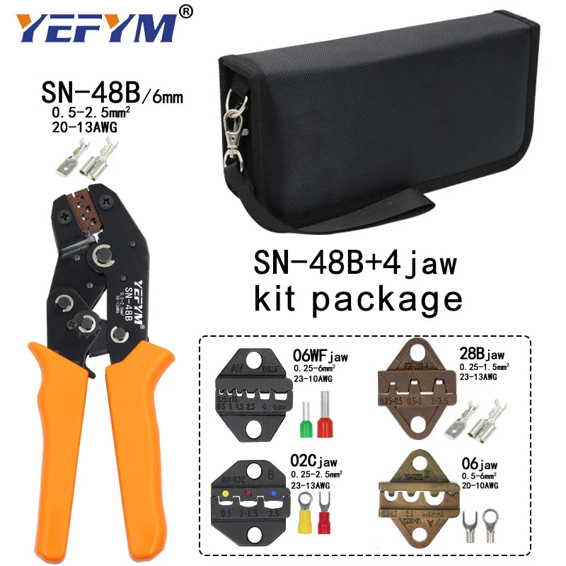 SN-48B Crimping Plier 0.5-2.5mm2 20-13AWG SN-28B/48B/2 Dupont XH2.54 KF2510 SM 2.54 3.96 TAB 2.8/4.8/6.3 Plug Type Terminal