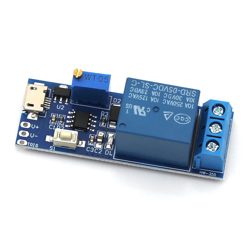 Javino 1/5/10Pcs Smart Electronics 5V-30V Micro USB Power Adjustable Delay Relay Timer Control Module Trigger Delay Switch