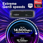 PCIe Gen5 NVMe SSD 2TB 14500MB/s TLC NAND for Gaming Storage Intel Ryzen Adobe CC-Hot Sale.