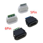 5pc 5/6Pin USB-C Type Waterproof USB 5A Connector Direct Compression Female Base Socket Charging Interface Tail Plug Interface