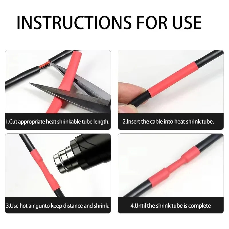 2:1 Times Shrink Heat Shrink Sleeve Tubes Set Thermoresistant Tube Wire Insulated Wiring, Red, Blue, Black Totaling 3 m