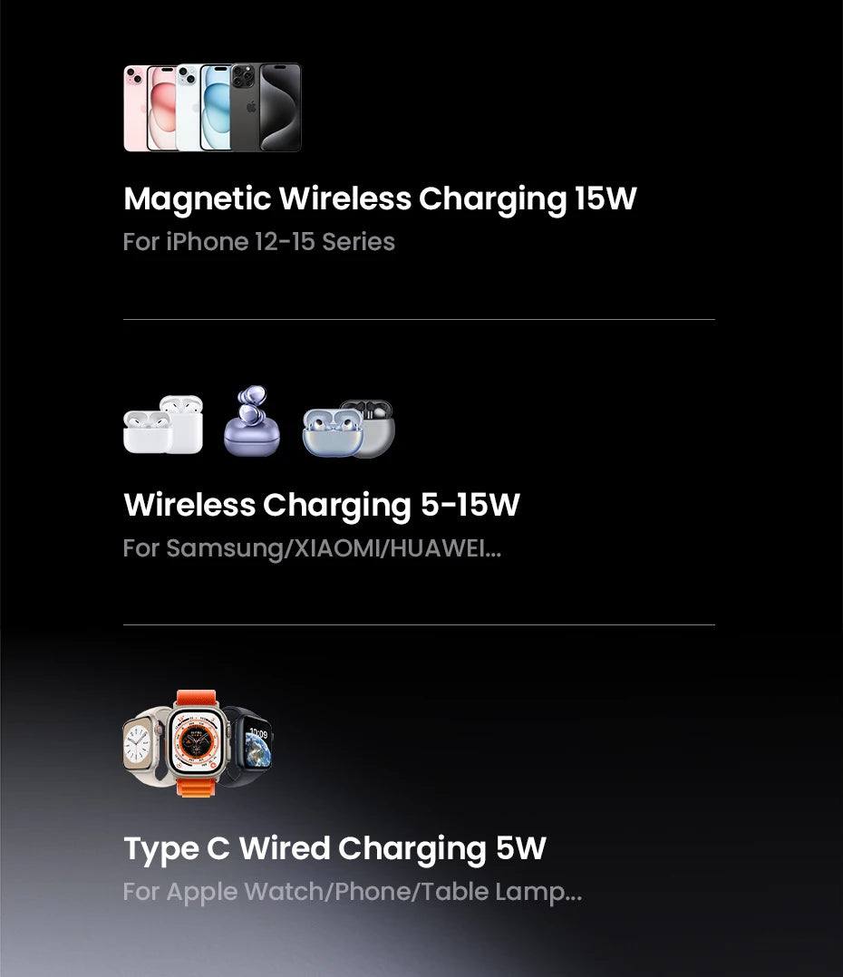 UGREEN UNO Qi2 15W Magnetic Wireless Charger Charging Stand With Cable  For iPhone 16 17 Pro Max For MagSafe Fast Charger