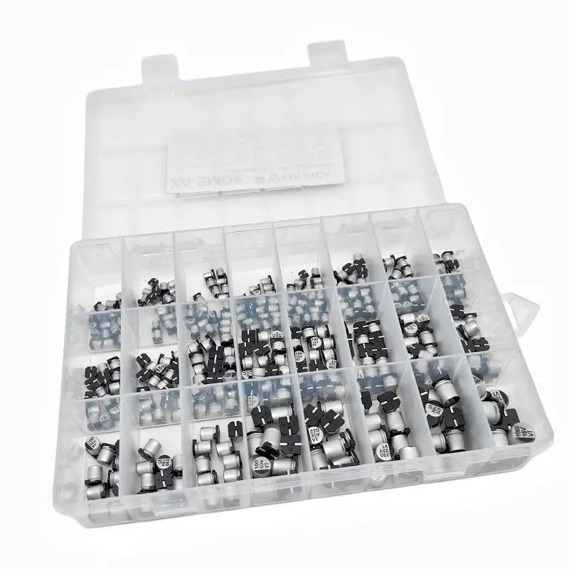400Pcs/Lot 1UF~1000UF 10V-50V 24Value SMD Aluminum Electrolytic Capacitors Assortment Kit + Box