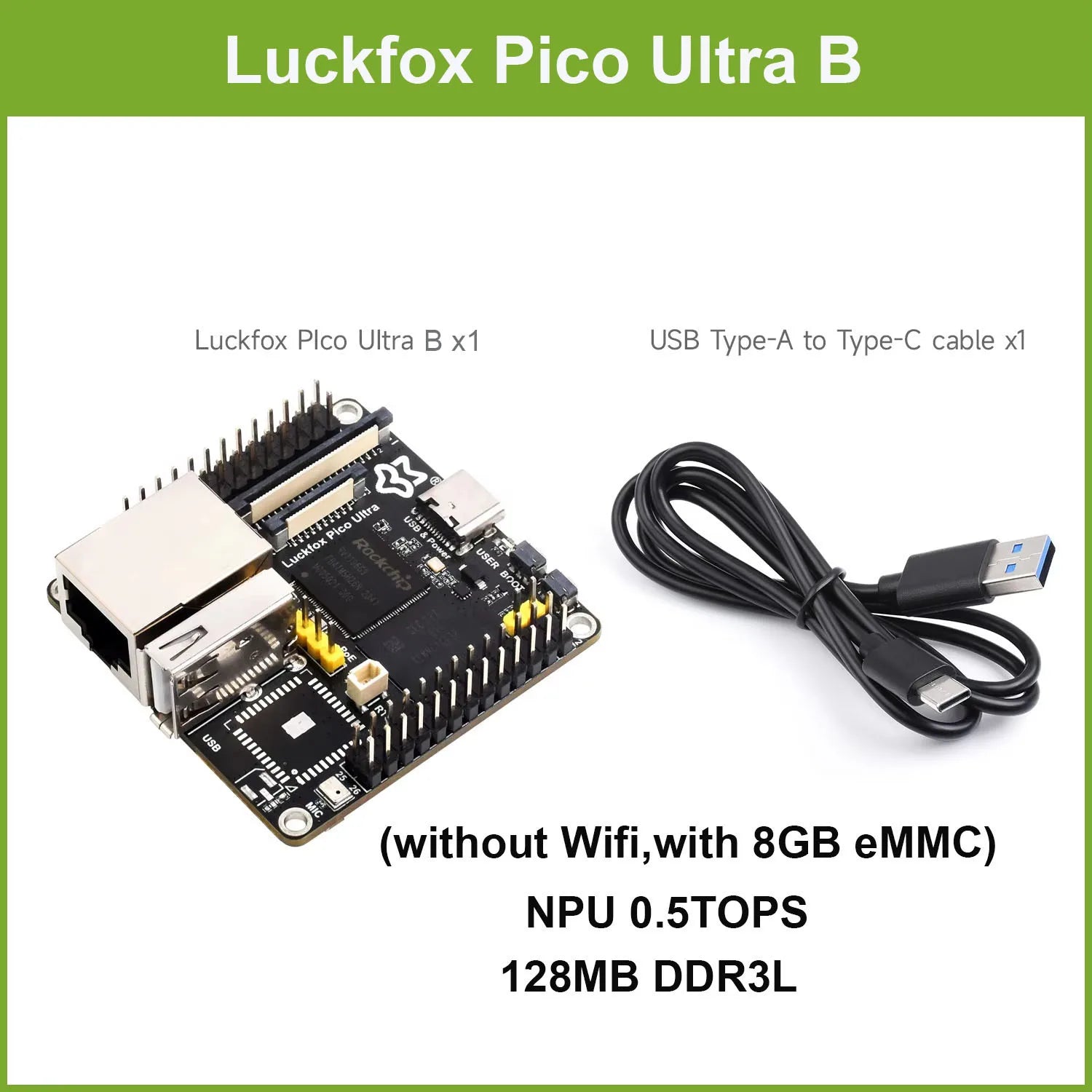 Luckfox Pico Ultra B RV1106 Linux Micro Development Board, Integrates ARM Cortex-A7/RISC-V MCU/NPU/ISP Processors