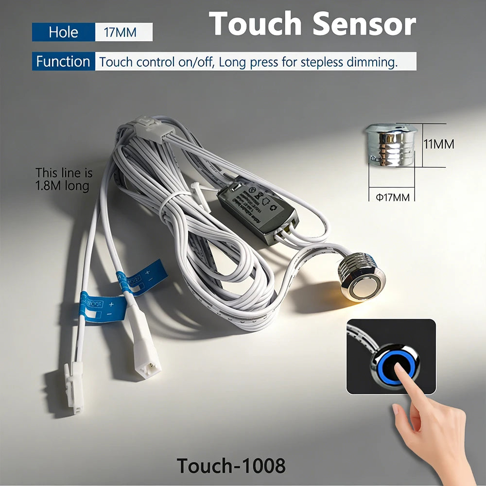 Touch Sensor Switch Hand Sweep Switch 5A 12V-24V IR Motion Sensor Hand Wave Scan Smart LED Closet Cabinet Light/Wardrobe Lamp