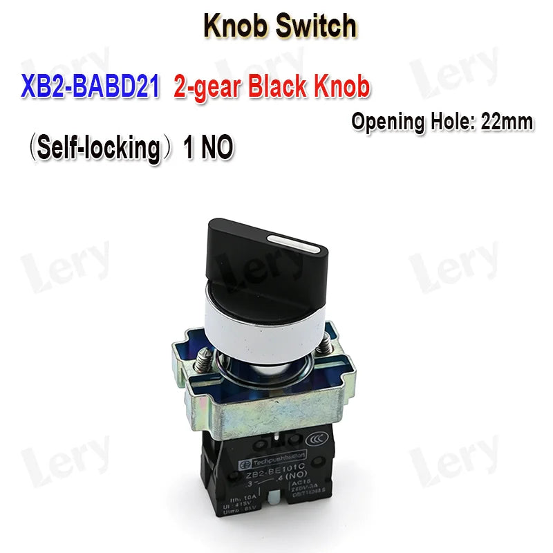 1Pcs XB2-BG21 XB2-BA31 XB2-BS54 22mm Knob Key Start Inching Power on Button Switch Self Reset Small Mushroom Head Emergency Stop