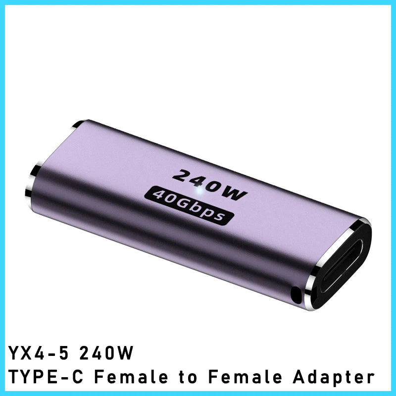 5A Type-C OTG Adapter 240W Fast Charging Data Converter USB4.0 40Gbps Support 8K 60Hz USB C 90/180 Degree Elbow Adapter
