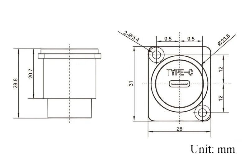 1pc Metal Round/D Type Module RJ45 CAT6&USB 2.0/3.0&Type C&HDMI-Jack Socket Through Network Panel Mounting Electronic Connector