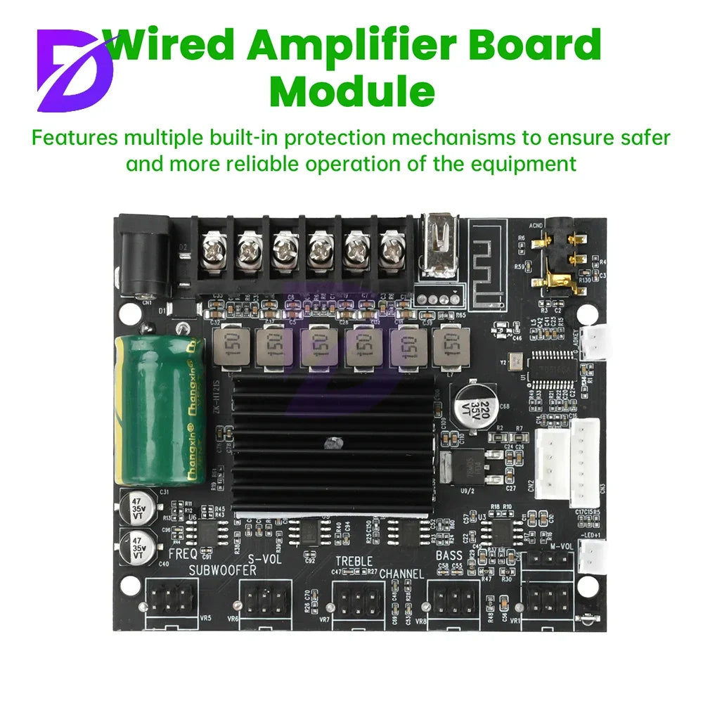 DC 12-24V MT21S Lead Version Ktv Microphone And Audio All-In-One Machine 2.1 Channel Bluetooth Amplifier Board 50W+50W+100W