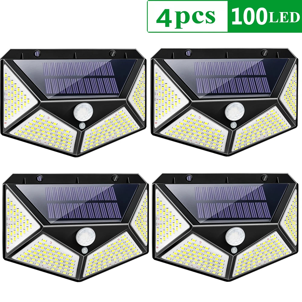 4pcs 468 LED Solar Led Lamp Outdoor Solar Light with Motion Sensor Wall Lights Waterproof Sunlight Powered for Garden Decoration